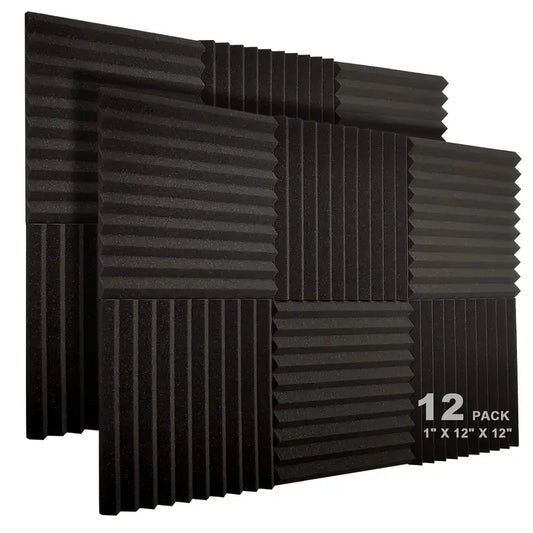 12pcs Acoustic/Gaming Foam Panels, 1" X 12" X 12"