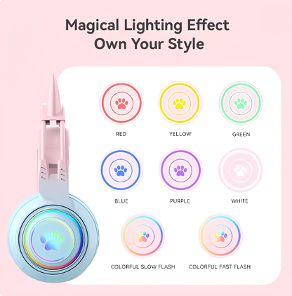 Cute Antlers/Cat Ear Wireless Bluetooth Headphone Gamer Earphone Gaming Headset With RGB Light For Child Kid Cute Girl Gifts